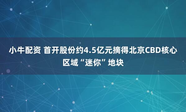 小牛配资 首开股份约4.5亿元摘得北京CBD核心区域“迷你”地块